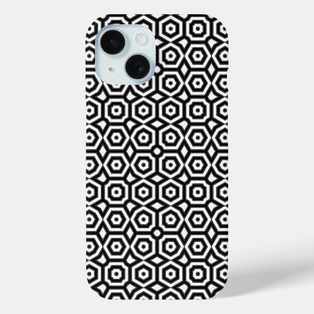 Schwarz-weiß geometrisches Muster Case-Mate iPhone Hülle (Rückseite)