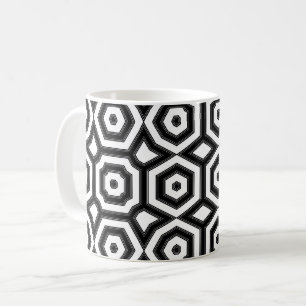 Schwarz-weiß geometrisches Muster Kaffeetasse