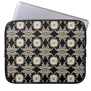 Schwarz-weiß geometrisches Muster Laptopschutzhülle