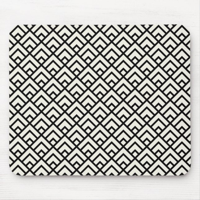Schwarz-Weiß-Geometrisches Muster Mousepad (Vorne)