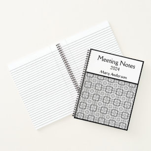 Schwarz-Weiß-Geometrisches Muster Notizbuch