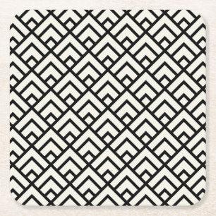 Schwarz-weiß geometrisches Muster Rechteckiger Pappuntersetzer