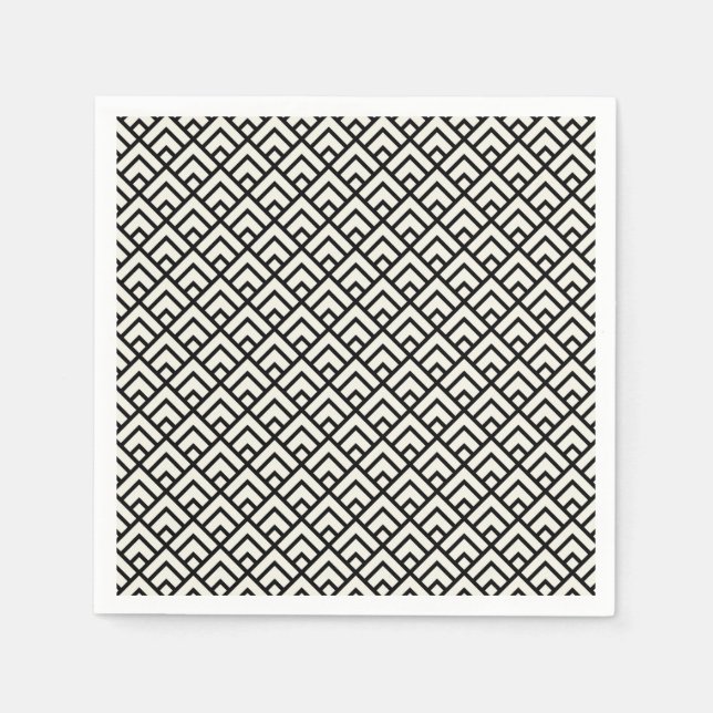 Schwarz-weiß geometrisches Muster Serviette (Vorderseite)