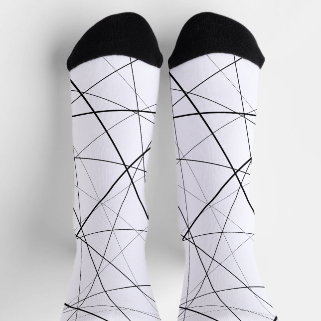 Schwarz-weiß geometrisches Muster Socken (Oben)