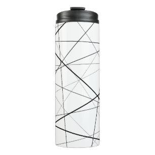 Schwarz-weiß geometrisches Muster Thermosbecher