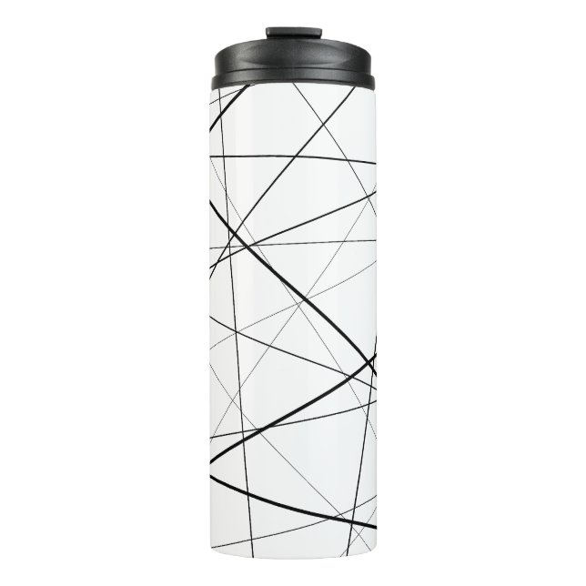 Schwarz-weiß geometrisches Muster Thermosbecher (Vorderseite)