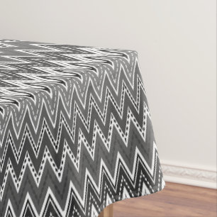 Schwarz-weiß geometrisches Zickzack-Muster Tischdecke
