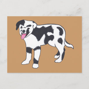 Schwarz-Weiß-Gepunktete Hundepostkarten Postkarte