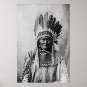 Schwarz-Weiß-Geronimo-Poster-Geschichtsphotographi Poster