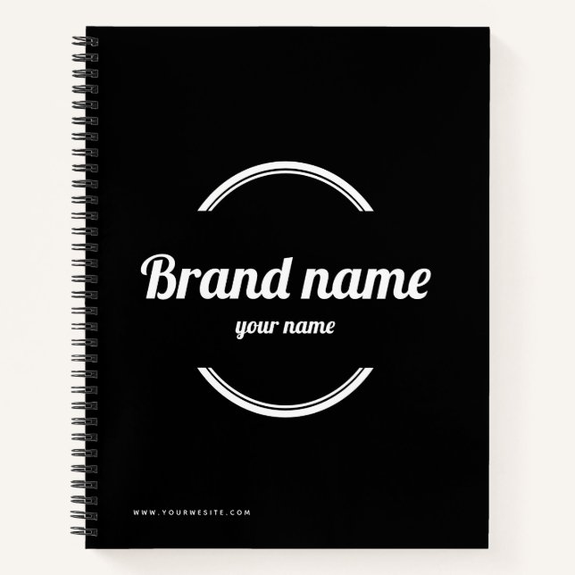 Schwarz-Weiß-Geschäftsdesign Notizbuch (Vorderseite)