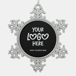 Schwarz-Weiß-Geschäftslogo-Website Schneeflocken Zinn-Ornament
