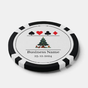 Schwarz-Weiß-Geschäftsname Grüner Weihnachtsbaum Pokerchips