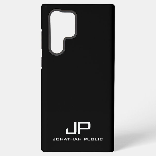Schwarz & Weiß Geschenke Elegante Moderne Monogram Samsung Galaxy Hülle (Rückseite)