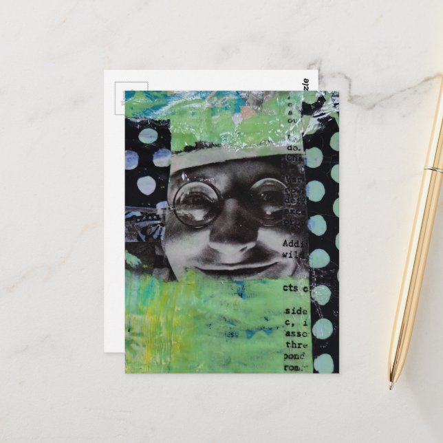 Schwarz-Weiß-Gesicht Postkarte (Vorderseite/Rückseite Beispiel)