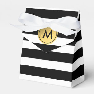Schwarz-weiß gestreifte Goldfolie-Partygeschenkbox Geschenkschachtel