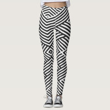Schwarz-weiß gestreifte Illusions-Leggings