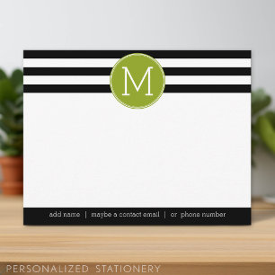 Schwarz-weiß gestreifte Monogramm-Dankeskarte Einladung
