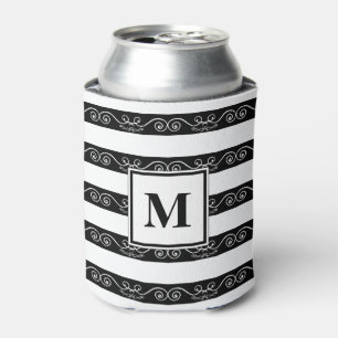 Schwarz-weiß gestreifte Monogramm-Konstruktion Dosenkühler