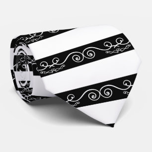 Schwarz-weiß gestreifte Monogramm-Konstruktion Krawatte