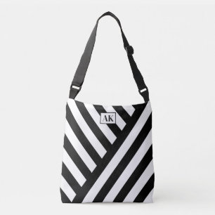 Schwarz-weiß gestreifte Monogramm-Tasche Tragetaschen Mit Langen Trägern