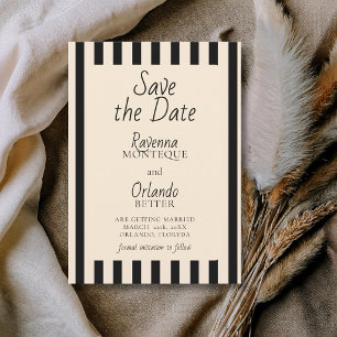 Schwarz-weiß gestreifte Retro-Minimalist-Hochzeit Save The Date