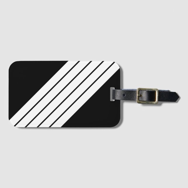 Schwarz-weiß gestreifter 70er 80er Retro Racing St Gepäckanhänger (Vorderseite (Horizontal))