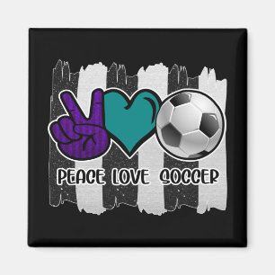 Schwarz-Weiß gestreifter Frieden Liebe Fußball Magnet