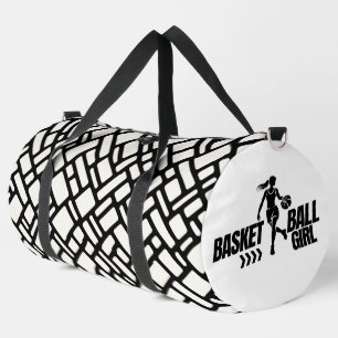 Schwarz-weiß gestreiftes Basketballspieler-Mädchen Duffle Bag