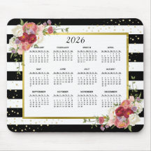 Schwarz-weiß gestreiftes Blumengold - Kalender 202
