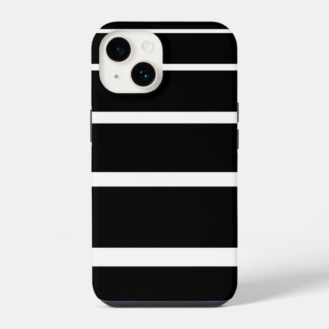 Schwarz-weiß gestreiftes Case-Mate iPhone-Case iPhone 14 Hülle (Rückseite)