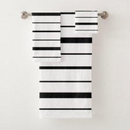 Schwarz-weiß gestreiftes Design Badhandtuch Set