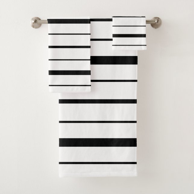 Schwarz-weiß gestreiftes Design Badhandtuch Set (Insitu)