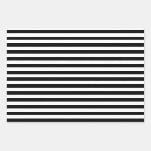 Schwarz & Weiß gestreiftes Geschenkpapier Set