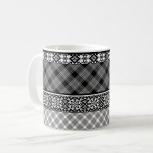 Schwarz-weiß gestreiftes Patchwork mit Spitze Kaffeetasse