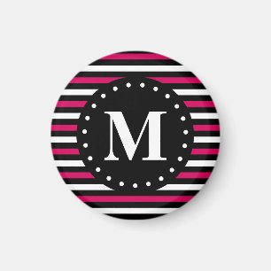 Schwarz-weiß gestricheltes Muster, rosa Magnet