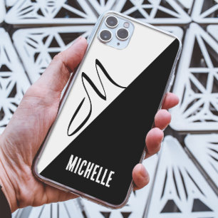 Schwarz-weiß geteilte klassische monogrammierte Sc Case-Mate iPhone Hülle