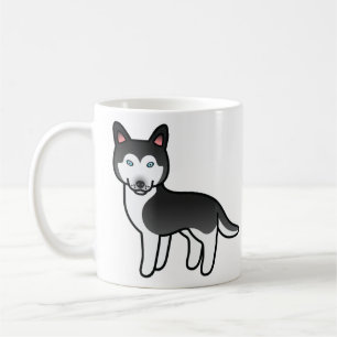 Schwarz-weiß gezeichneter sibirischer Husky-Hund Kaffeetasse