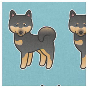 Schwarz-weiß gezeichnetes Shiba-Inu-Muster Stoff