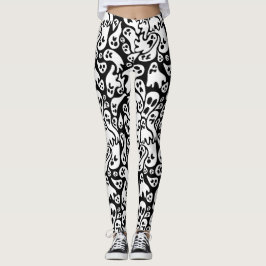 Schwarz-Weiß-Ghost-Muster Leggings