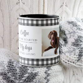 Schwarz-weiß Gingham 2 Hund Foto Zweifarbige Tasse