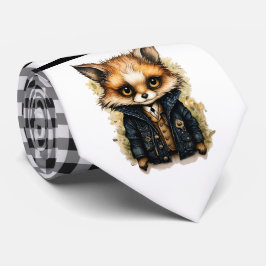 Schwarz/Weiß Gingham Abstrakt Fox Necktie Krawatte