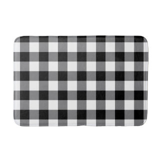 Schwarz-Weiß-Gingham Badematte