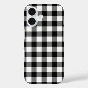Schwarz-Weiß-Gingham Buffalo Kariertes Muster iPhone 16 Hülle