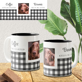 Schwarz-weiß Gingham Dog Foto Zweifarbige Tasse