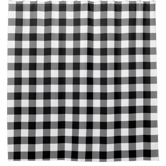 Schwarz-Weiß-Gingham Duschvorhang (Vorderseite)