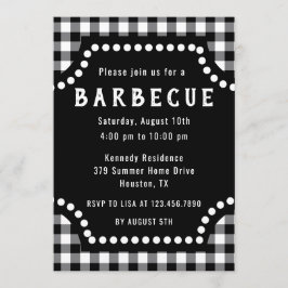 Schwarz-Weiß-Gingham-GRILLEN Einladung