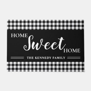 Schwarz-Weiß Gingham Kariert Zuhause Sweet Zuhaus Fußmatte