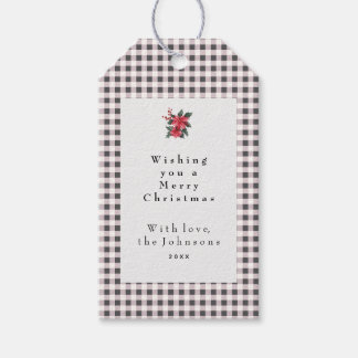 Schwarz-Weiß-Gingham-Karo individuell Weihnachten Geschenkanhänger