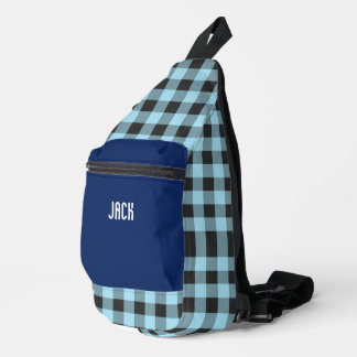 Schwarz-Weiß-Gingham-Karo-Monogramm Crossbody Bag