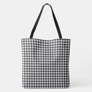 Schwarz-Weiß-Gingham-Karo-Muster Tasche
